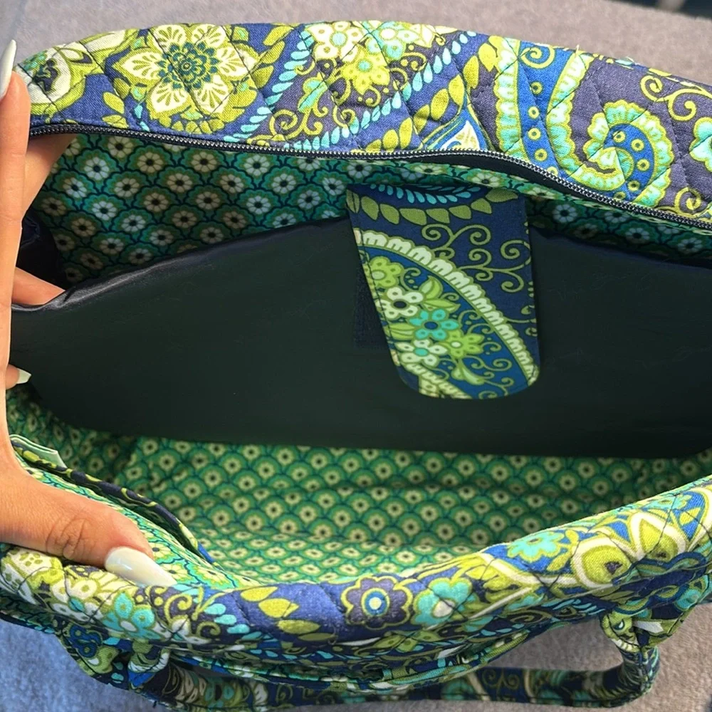 Green and Blue Quilted Laptop Bag with Paisley Print Vera Bradley